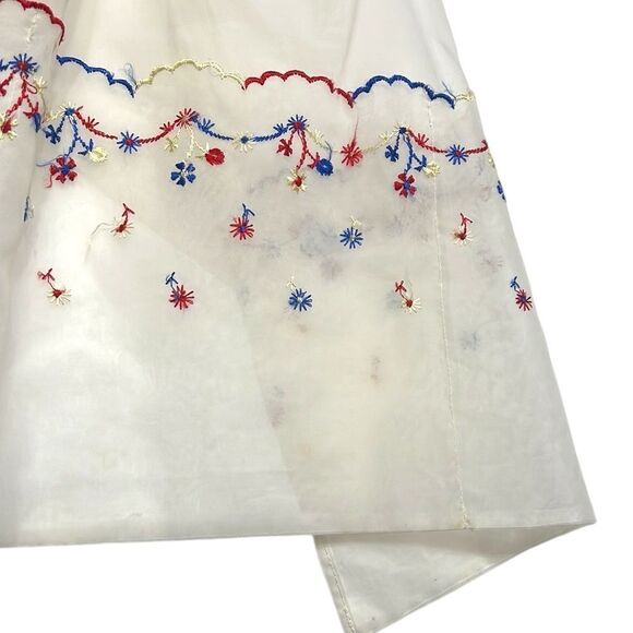 Vintage Aprons Sheer White Floral Set of 2 Hand Sewn Pockets Waist Tie Back - Picture 4 of 11